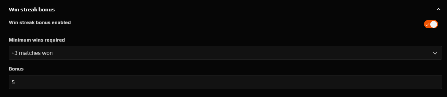 leaderboard win streak bonus